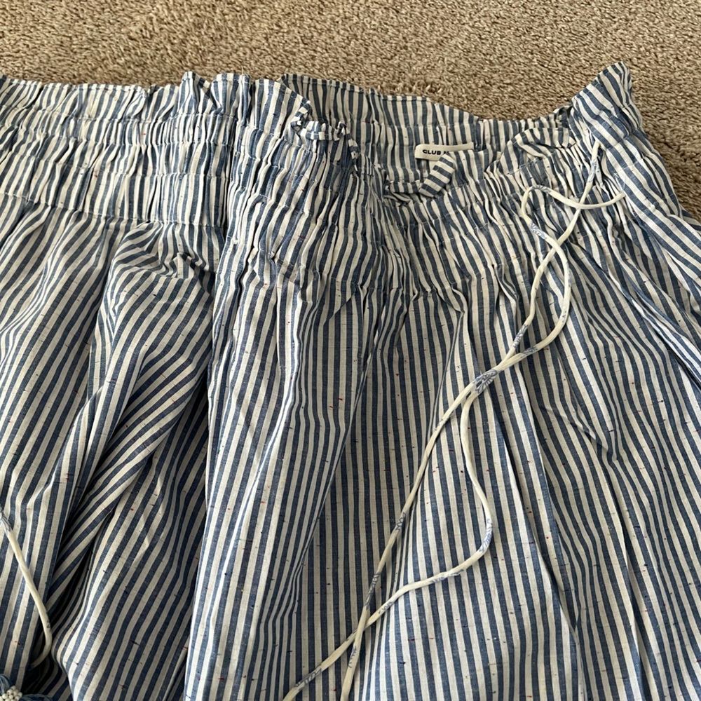 Club Monaco Striped Blue & White Faux Wrap Cotton Skirt - Picture 8 of 13